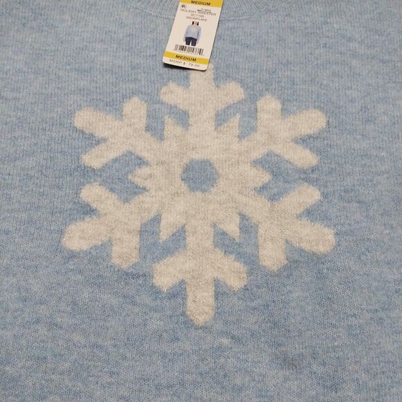 Women’s Holiday Christmas Sweater - SNOWFLAKE sky blue Vince Camuto NWT - Medium - Picture 11 of 14